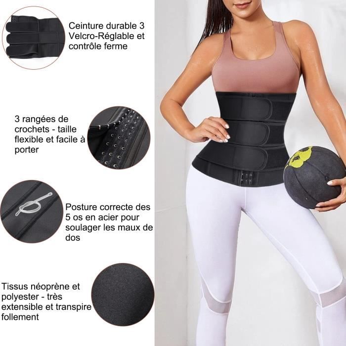 Ceinture Lombaire Musculation Abdominale Ceinture de Sudation Sport Fitness  Ajustable Corset Maintien Dorsal Ventre Plat Soulager Douleur Support au