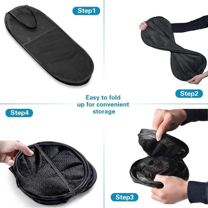 Bacinella Pieghevole 2 Paniers à Linge Pliables En Maille - 75L Each - Poches Latérales - Pour Buanderie Ou Chambre Polyester Respirant Anti-odeurs