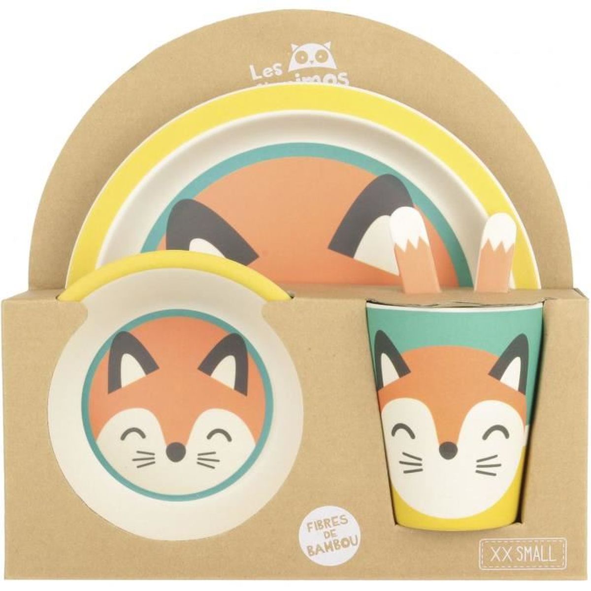 Xx Small 38 1e 001 Set Repas Enfant Assiette Bol Verre Et Couverts Renard Bambou Multicolore H24 5 X 10 X 25 Cm Cdiscount Puericulture Eveil Bebe