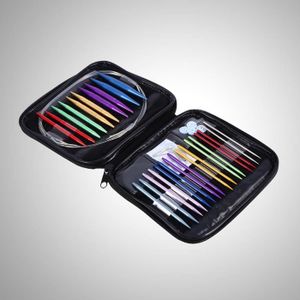 Kit D'aiguilles à Tricoter Circulaires Interchangeables En Bambou - 10 Tailles De 3mm à 6,5mm - Poignée Ergonomique, Sac De Rangement Inclus - 6
