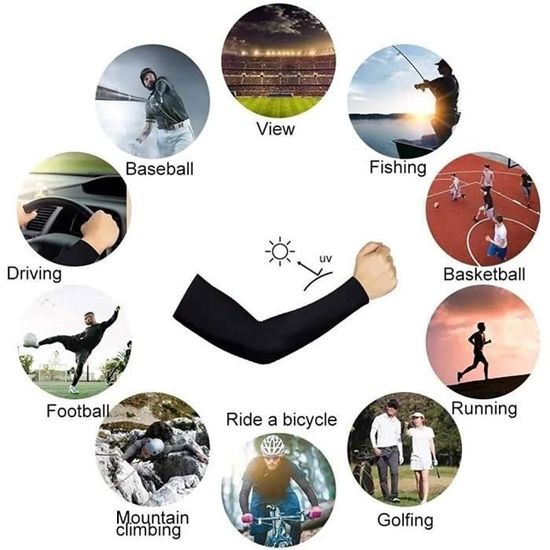 Manchettes De Bras Manchon Bras Anti-UV Protection UPF 50+ Manche De Bras Respirante Pour Hommes Femmes Pour Cyclisme A - Sport