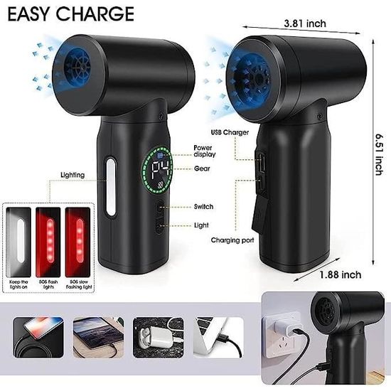 Souffleur Air Comprimé, 100000 TR/Min De Souffleur Pc Avec Batterie 9000mah Bombe Air Sec Nettoyage Pc Plumeau Air Comprime A 3 Vitessesavec Lumiere Led Pour Le Nettoyage De Canape Voiture 87067196