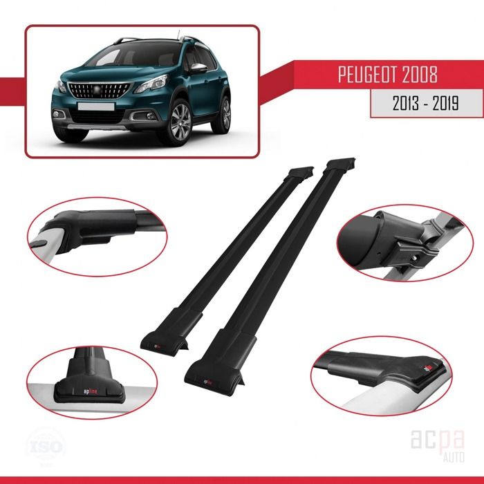 Barres De Toit Pour Peugeot Partner 2019-2022 - Modèle FLY Noir - Porte-Bagages