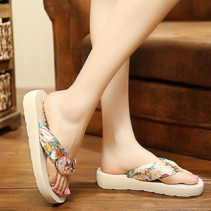 Sandales Femme t Boh me Pieds Nus chaussures Femme Beige Beige