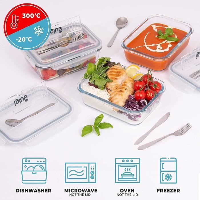 Igluu Meal Prep - Boîte Alimentaire Hermétique en Verre avec Couverts -  Contrôle des Portions Sans BPA - Compatible Micro-ondes,184 - Cdiscount  Maison