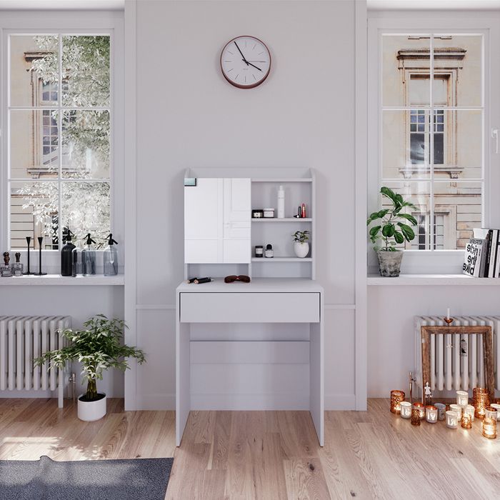 VICCO - COIFFEUSE "ISABELLE" BLANC AVEC MEUBLE D'APPOINT ET TABOURET Comparer les prix de VICCO