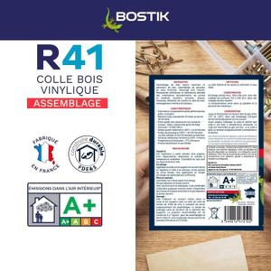 Colle Bois - BOSTIK - R41 - Spéciale D3 - Prise Rapide - Résistante à l'Humidité - 750 g