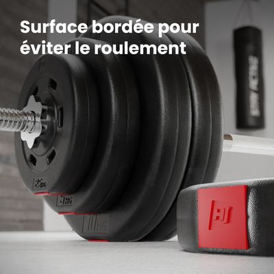 Hop-Sport Kit Haltères 36 Kg – Barre SZ 120 Cm + 2 Barres Courtes 45 Cm, Disques 2x5/4x2.5/6x1.25 Kg – Ensemble Musculation à Domicile