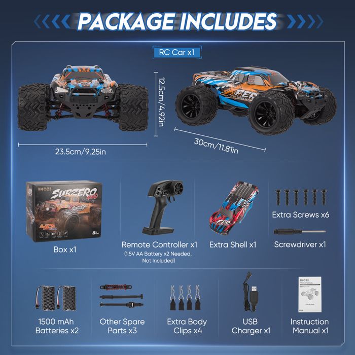 X-Verse SG201PRO RC – 1/20 – 55 Km/h – 4WD – 3 Batteries – Moteur Balais – Tout-Terrain