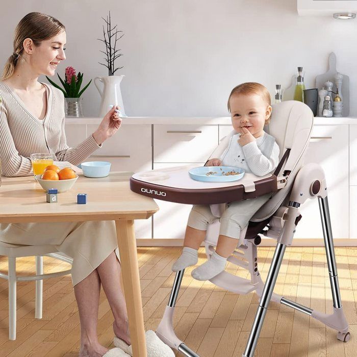 Chaise Haute Bébé Évolutive - DREAMADE - En Bois -Plateau Réglable En 2