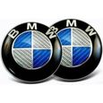 2 logo bmw carbon bleu: 1 logo de capot diametre 82mm + 1 logo de coffre diametre 74mm neuf-0