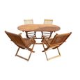 Ensemble repas de jardin 4 personnes - table pliante 160x85cm et 4 fauteuils - Bois eucalyptus FSC-0