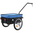 vidaXL Remorque de vélo/chariot à main 155x60x83 cm Acier Bleu-0