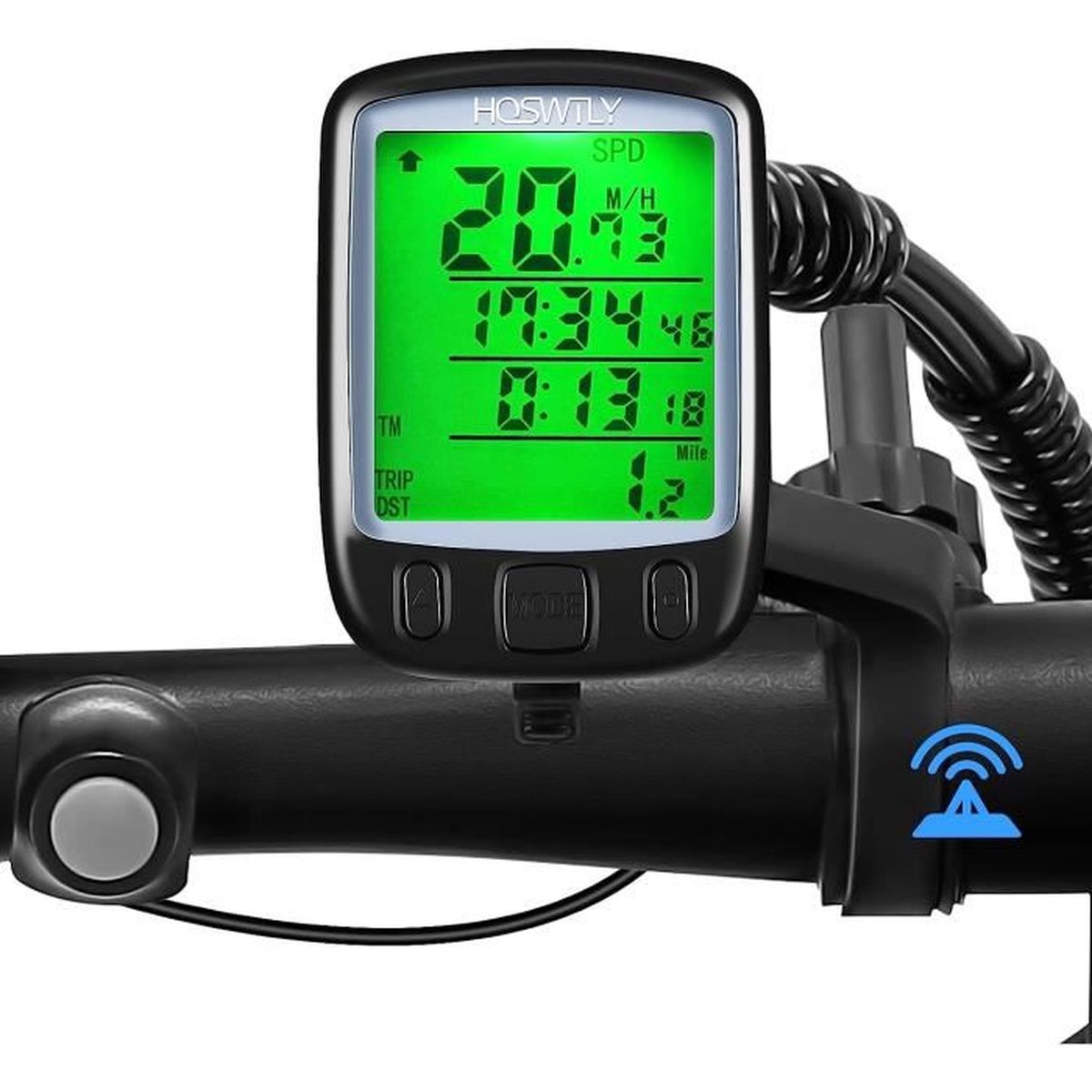 Compteur Vélo Sans Fil Nizirioo - 20 Fonctions - Rétroéclairage 3 Couleurs - Étanche IP54 - Capteur Vitesse/Distance