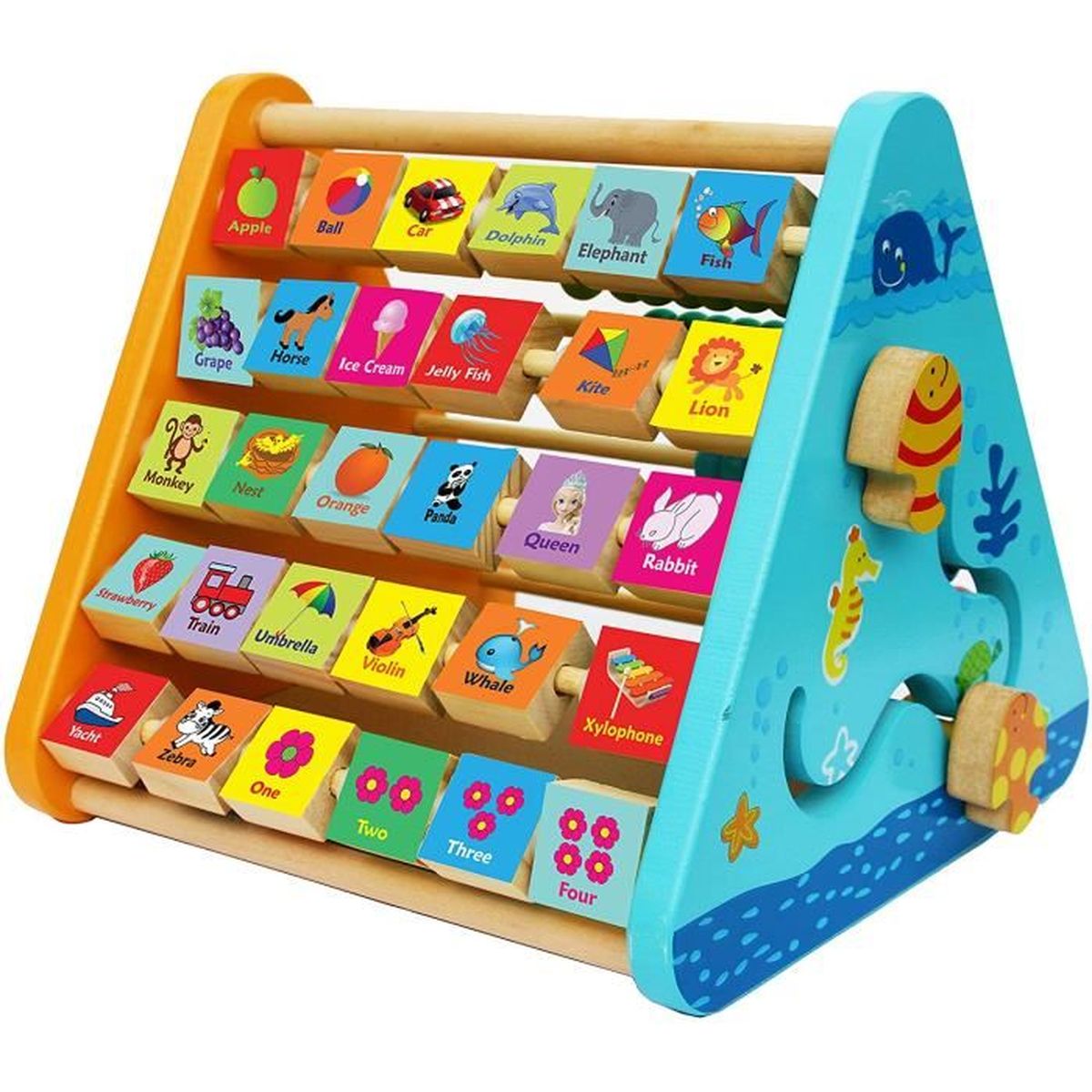 Towo Centre Activite Bebe Multijeux Montessori Triangle Activite En Bois Boulier Alphabet Labyrinthe Horloge Cadeau Enfant Cdiscount Jeux Jouets