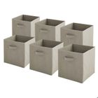 Panier cube de rangement - BOX AND BEYOND - Taupe - Lot de 6 - 27x27x27cm - Tissu