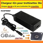 MTB Chargeur 42v DC pour trottinettes électrique en batterie 36v compatibles plusieurs marques Go ride , Urbanglide ect DC 2.1mm /2.5mm