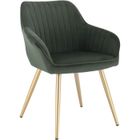 BRAND Chaise de Salle à Manger avec Dossier et Accoudoir, Chaise de Cuisine en Velours, Fauteuil Scandinave, Vert foncé 1025BY-1