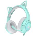 ONIKUMA K9 Casque de Jeu Rose avec Ajustement du Volume du Micro pour Xbox One, PS4, PC, Casque Amovible pour Oreille de Chat
