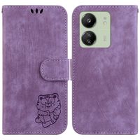 Coque pour Xiaomi Redmi 13C/POCO C65 6.74", [Housse en Cuir PU Premium] [Etui à Rabat] [Pochette de ]- Tigre violet XMH54