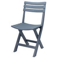Chaise pliante en plastique robuste - bleu/gris - hauteur d'assise 44 cm