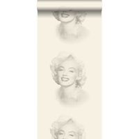 Origin Wallcoverings papier peint Marilyn Monroe blanc et gris - 53 cm x 10,05 m - 326346