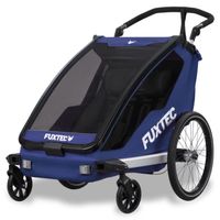 Remorque vélo bleue - FUXTEC Sport Cruiser - charge max. 45kg, 2 ceintures 5 points, Enfants Poussette Pliable
