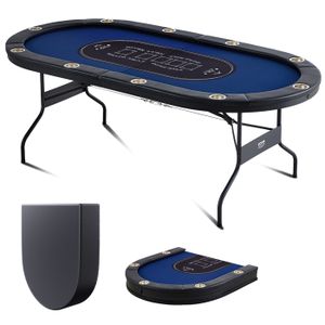 VEVOR Tapis De Poker Pliable 180x90 Cm – 6 à 8 Joueurs – Antidérapant, Imperméable, Sac De Transport Inclus – Bleu