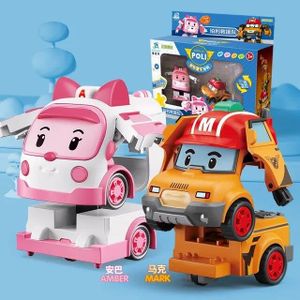 ROBOT - ANIMAL ANIMÉ 2 pièces-2 - Robocar-group jouet Poli pour enfants, Modèle de voiture robot transformant, Figurine d'anime, C