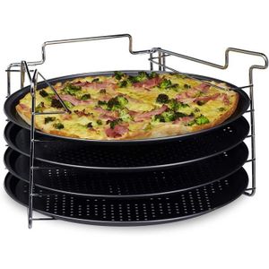 Grizzly Pizza Set 5 Pieces Lot De 4 Plaques Rondes De Cuisson O 28 Cm En Acier Revetement Anti Adhesif Avec Support Achat Vente Plat Pour Four Grizzly Pizza Set 5 Pieces Cdiscount