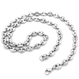 Collier Chaîne Homme Acier Inox – Maille Grain De Café 10 Mm – Longueur 55 Cm – Neuf