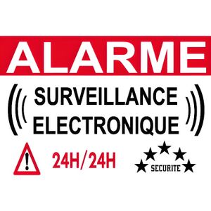 Intervention 24h//24 Panneau Alarme 133 x 100 mm en PVC 4 Trous pour Fixation Site s/écuris/é par vid/éosurveillance