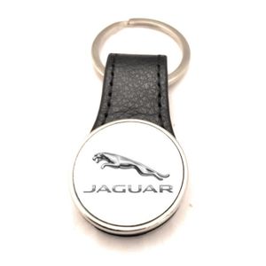 Jaguar Qualité Véritable Cuir Noir Porte-Clés Rectangle XJ XF F Type Course XJR 