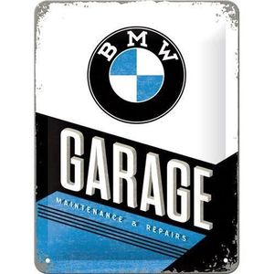 OBJET DÉCORATION MURALE Plaque en métal 15 X 20 cm : BMW Garage