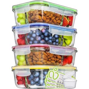 1 & 2 & 3 Compartiment Verre Meal Prep conteneurs (lot de 3, 992,2 gram) –  en verre conteneurs de déjeuner, Nourriture Boîtes de rangement avec