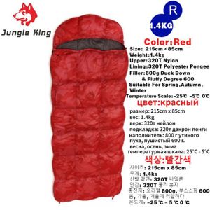 SAC DE COUCHAGE Rouge à droite 1.4 kg - JUNGLE KING Sac de couchage de camping'hiver, type enveloppe, duvet de canard, chaud,