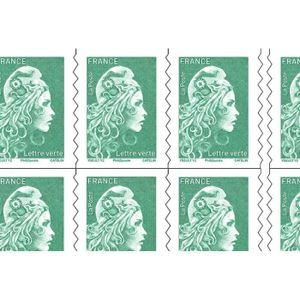 ENVELOPPE Carnet 10 timbres Marianne l'engagée - Lettre verte