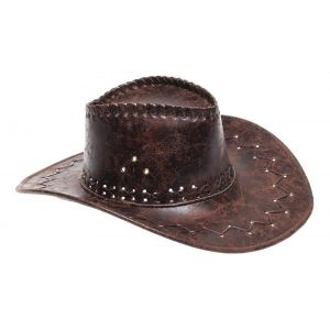 Bandeau Chapeau Western Cowboy Marron Et Rose - Pompons Tressés Crin De Cheval - Réglable