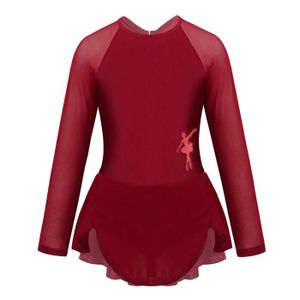 CHICTRY Robe Patinage Artistique Fille Manches Longues Paillette  Justaucorps Danse Gymanstique 6-14 Ans Rouge - Cdiscount Sport