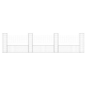 CLÔTURE - GRILLAGE Panier de gabion en fer ZERODIS - U 380x20x100 cm - 4 poteaux inclus