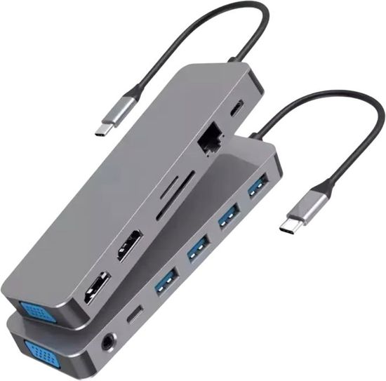 Station D'Accueil USB-C 8-en-1 Dual Display - 4K HDMI, 2xDP, VGA, USB, 100W PD - Pour Dell, HP, MacBook