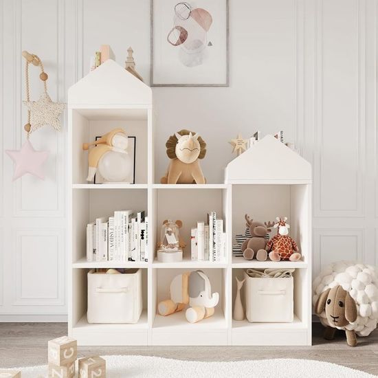 Meuble Étagère - ROBA - Cube De Rangement à 3 Cases - Blanc - Enfant - ROBA