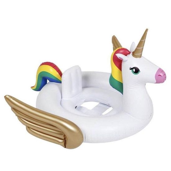Bouée Licorne Gonflable Pour Enfants 5-9 Ans - PVC Avec Paillettes, Diamètre 58 Cm - Piscine, Plage, Fête
