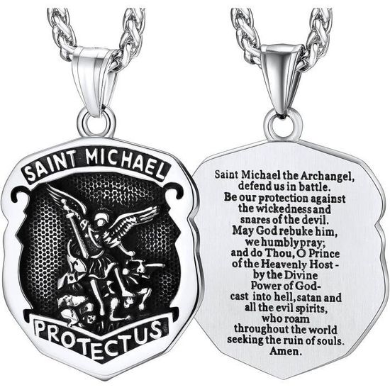 Médaille Religieuse Ancienne - Archange Gabriel, Ange, Saint Michel & Dragon