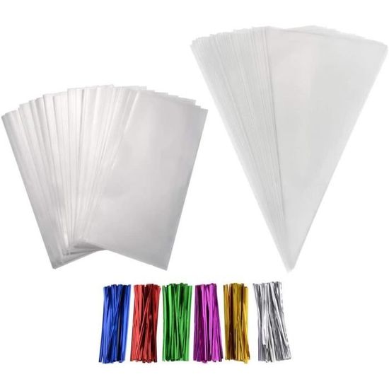 200 PCS Sachets Transparents Bonbons, Sac Carré Transparent, Sac De Bonbons En Plastique Biscuit Cadeau Mariage, Pour Emballer Des - Beaux-Arts Et Loisirs Créatifs