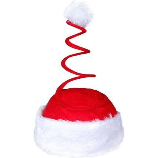 Bonnet de Père mère Noël (wm-17) rigolo à ressort orné d'un pompon blanc sur son sommet  convenable pour adultes et ados homme