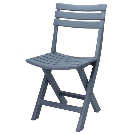 Chaise pliante en plastique robuste - bleu/gris - hauteur d'assise 44 cm