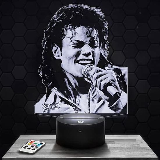 Lampe De Chevet Céramique Michael Jackson – Design Moderne, Abat-jour Tissu, E14