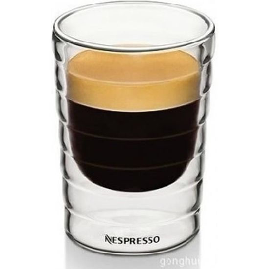 Café,Tasse à café Nespresso,2016mm,lot de 2 pièces,Double paroi en verre,tasse après thé,tasse de boisson 85ml,