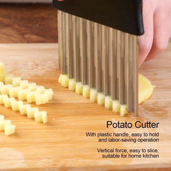 Coupe-légumes Ondulé – Couteau à Salade / Coupe-frites (acier Inox + Manche Plastique)